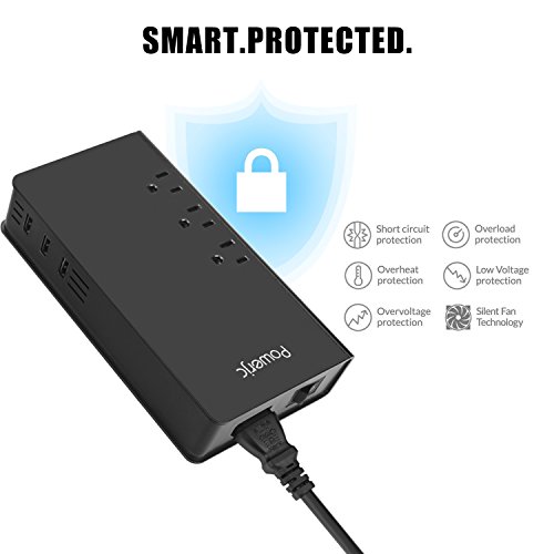 Voltage Converter Power Adapter Universal Power Step Down 220V to 110V 350W Max with 3 USB Smart Charging Ports,for Hair Curler Flat Iron Black Powerjc