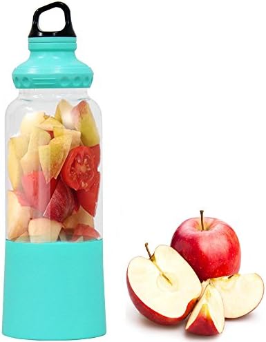 THINSGO Juicer Cup, Portable Personal Size Eletric Rechargeable Mixer, Fruit Mixing Machine, Blender, Water Bottle 500ml with USB Charger for Sports, Working, Kitchen, Dining (Blue)