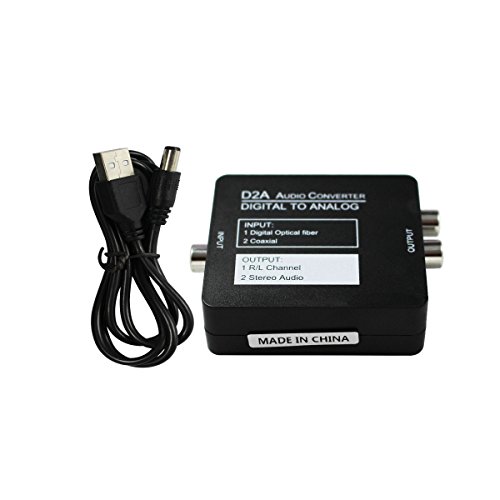 LiNKFOR 192KHz Digital to Analog Audio Converter DAC Converter Digital Optical SPDIF Toslink Coaxial to Analog RCA L/R 3.5mm Jack Stereo Audio Adapter Converter with Optical Cable for HDTV PS3 PS4 TV