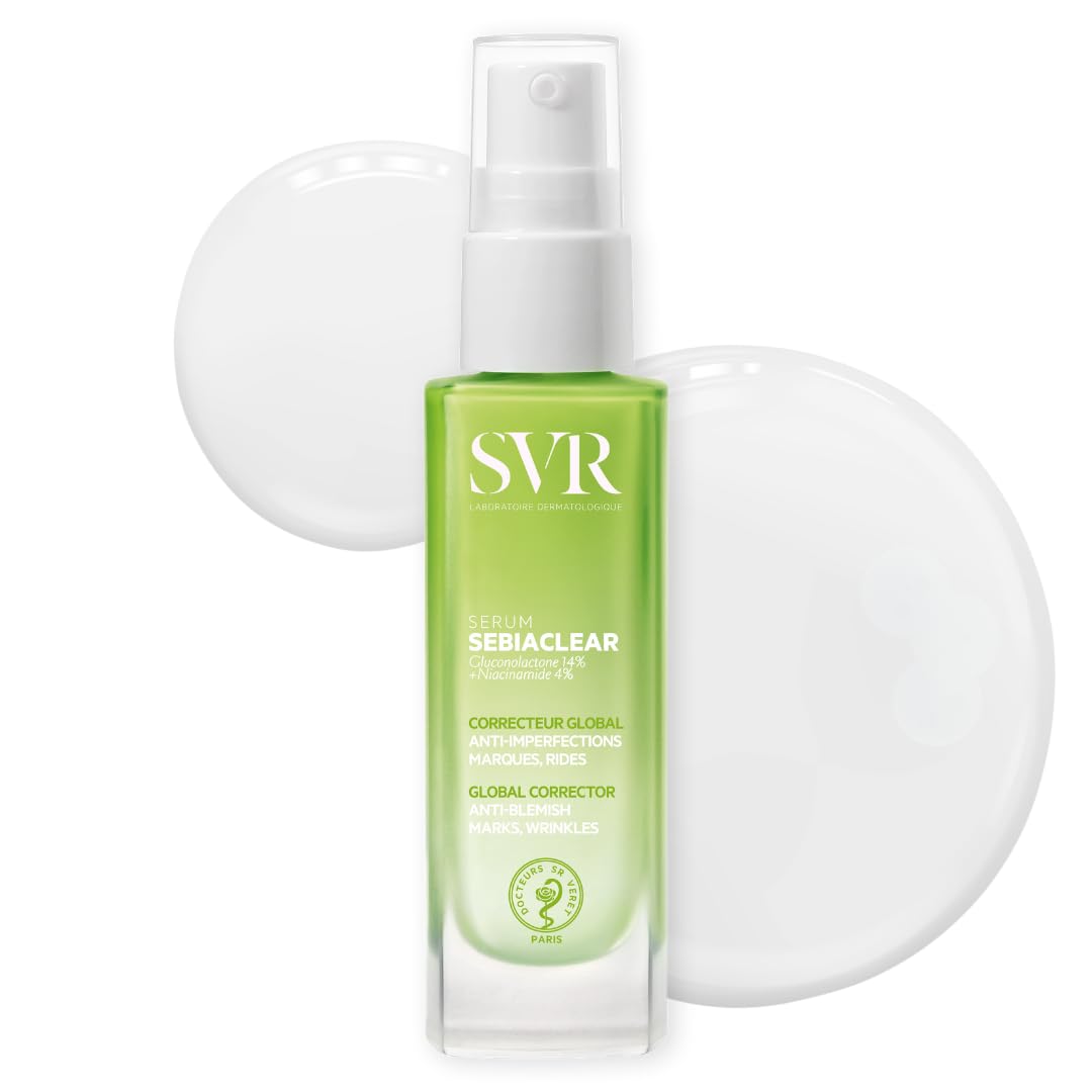 SVR SEBIACLEAR Balancing Hyaluronic Acid Serum for Face, Adult Acne Treatment, 4% Niacinamide Correcting Concentrate for Blemishes, Post-Acne Marks and Wrinkles, 30ml