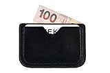 MEKU Handmade Leather Card Case Thin Wallet Slim Card Holder with 3 Card Slots