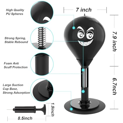 Desktop Punching Bag - Stress Buster - Heavy Duty Stress Relief Ball - Desk Boxing Punch Ball, Suction Cup Reflex Strain and Tension Toys, Funny Gag Toys for Kids, Coworkers, and Friends