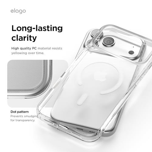 elago Funda Magnética Híbrida Transparente para iPhone 17 Pro MAX 6,9'' - Compatible con MagSafe, Tecnología PC+TPU, Cristal Claro, Funda Protectora Antigolpes, Perfil Delgado (Clear)