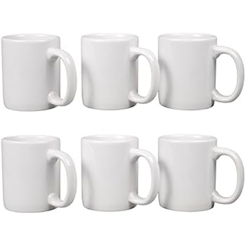Creative Home 85355 Set of 6 Piece, 12 oz Ceramic Coffee Mug Tea Cup, 3-1/4