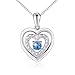 S925 Sterling Silver Double Heart Blue Eternal Love Pendant Necklace, 18