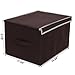 SONGMICS Large Storage Bins Cube Box with lids and Dual Non-woven Handles for Home Closet Bedroom Drawers Organizers Set of 3, Brown URLB40K