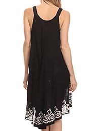 Sakkas Gasha - Vestido sin mangas de medios longitud con detalles bordados y cuello en V