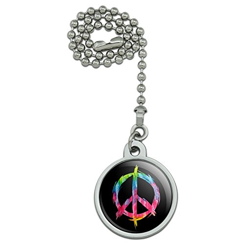 Graphics and More Tie Dye Peace Sign Ceiling Fan and Light Pull Chain