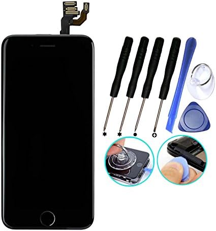 MobileAge For iPhone 6 Plus 5.5 Inch Touch Screen Replacement Black Full Set with Home Button and Camera New LCD Digitizer Display Assembly Repair Replacement + Tool Kits
