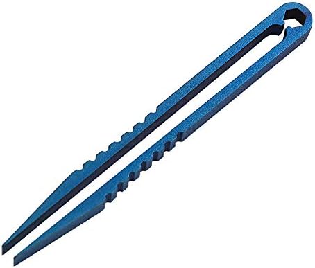 SuBoZhuLiuJ Titanium Maintenance Repair Safe Tweezers Durable Outdoor EDC Mini Accessory - Blue