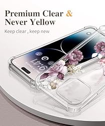 GVIEWIN for iPhone 15 Pro Case Floral, with Screen