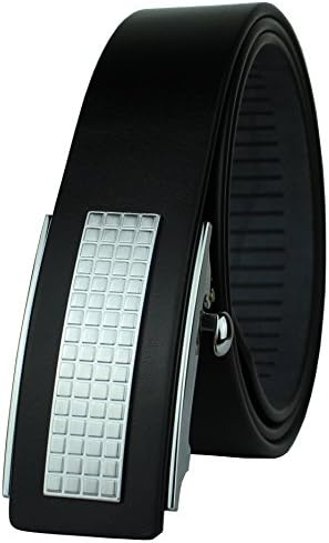 Heepliday Men's Special Automatic Buckle No Hole Black1 Leather Belt for Men 32"-38"