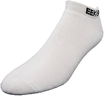 EEKOE Signature 100% Organic Bamboo Socks in Low Cut Full Cushion for Men&amp;Women, White, Large