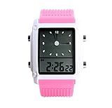 Scheppend Unisex Sport Luminous Digital LED Display Silicon Strap Wrist Watch,Pink