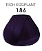 Adore Semi Permanent Hair Color - Vegan and Cruelty-Free Purple Hair Dye - 4 Fl Oz - 186 Rich Eggplant (Pack of 1)