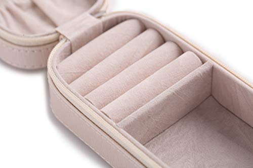 SANQIANWAN Small Travel Jewelry Organizer Box - Portable Jewellery Cases Leather Gift for Women Jewelry Organizer Home Use Display Storage for Rings Earrings Necklace - Thumbnail 2