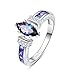 Merthus 5x10mm Marquise Shape Simulated Mystic Rainbow Topaz 925 Sterling Silver Promise Ring for Her