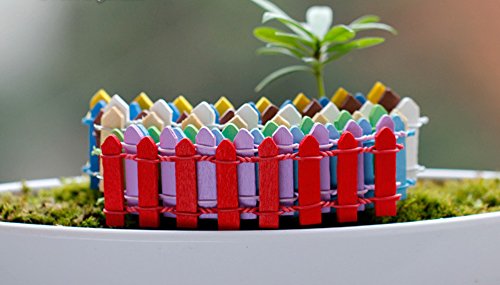 CUGBO 20Pcs Mini Wood Picket Fence Miniature Fairy Garden Micro-landscape Accessory Kits Home Garden Outdoor Decoration Ornaments Plant Pots Bonsai DIY Craft Decor