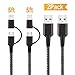 Marchpower iPhone and Android Charger Multiple USB Charge Cable MFi Certified, 2 in 1 2Pack 5FT Micro and Lightning Cable for iPhone Xs MAX XR X 8 8Plus iPad Samsung Kindle Black primary