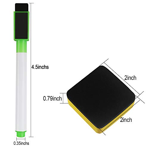 32 Pcs Magnetic Dry Erase Markers Fine Point Bulk in 8 Assorted Colors, Whiteboard Markers with Eraser Cap and 2 Pcs Dry Erasers