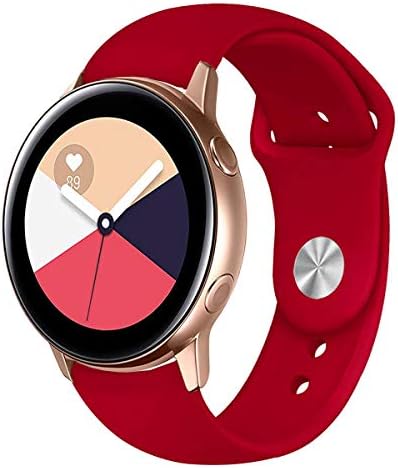 Band for Galaxy Watch Active Bands Garmin Vivoactive 3 Band,20mm Silicone Replacement Sport Strap Band Compatible for Samsung Galaxy Watch 42mm/Galaxy Watch Active 40mm Smartwatch (Red, Large)