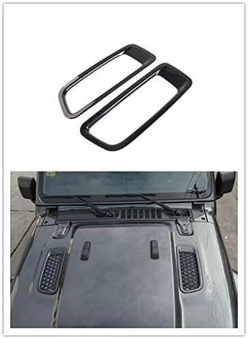 Highitem Red Carbon Fiber ABS Car Engine Hood Hinge Air Vents Cover Decoration Cover for Jeep Wrangler JL Sahara 2018 Up (Carbon Fiber)