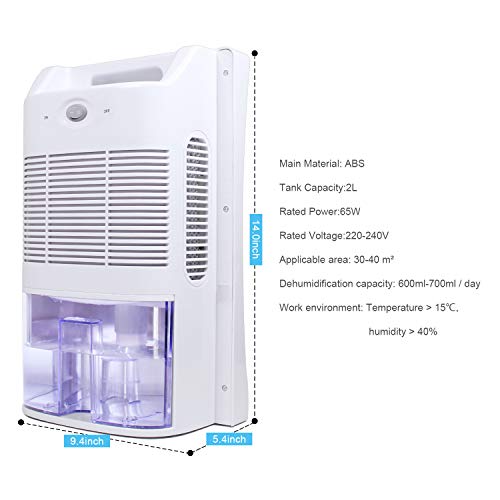 LATITOP Small Dehumidifier, Quiet Electric Dehumidifier with 2000ml