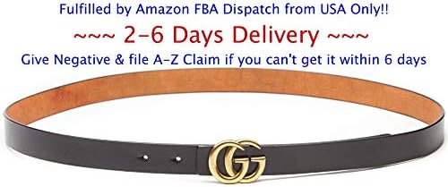 (2-7 Days Fast USA Deliver Guarantee Fulfilled by Amazon) Tiny Buckle Style Women Extra Slim Leather Belt~2.2cm Belt Width
