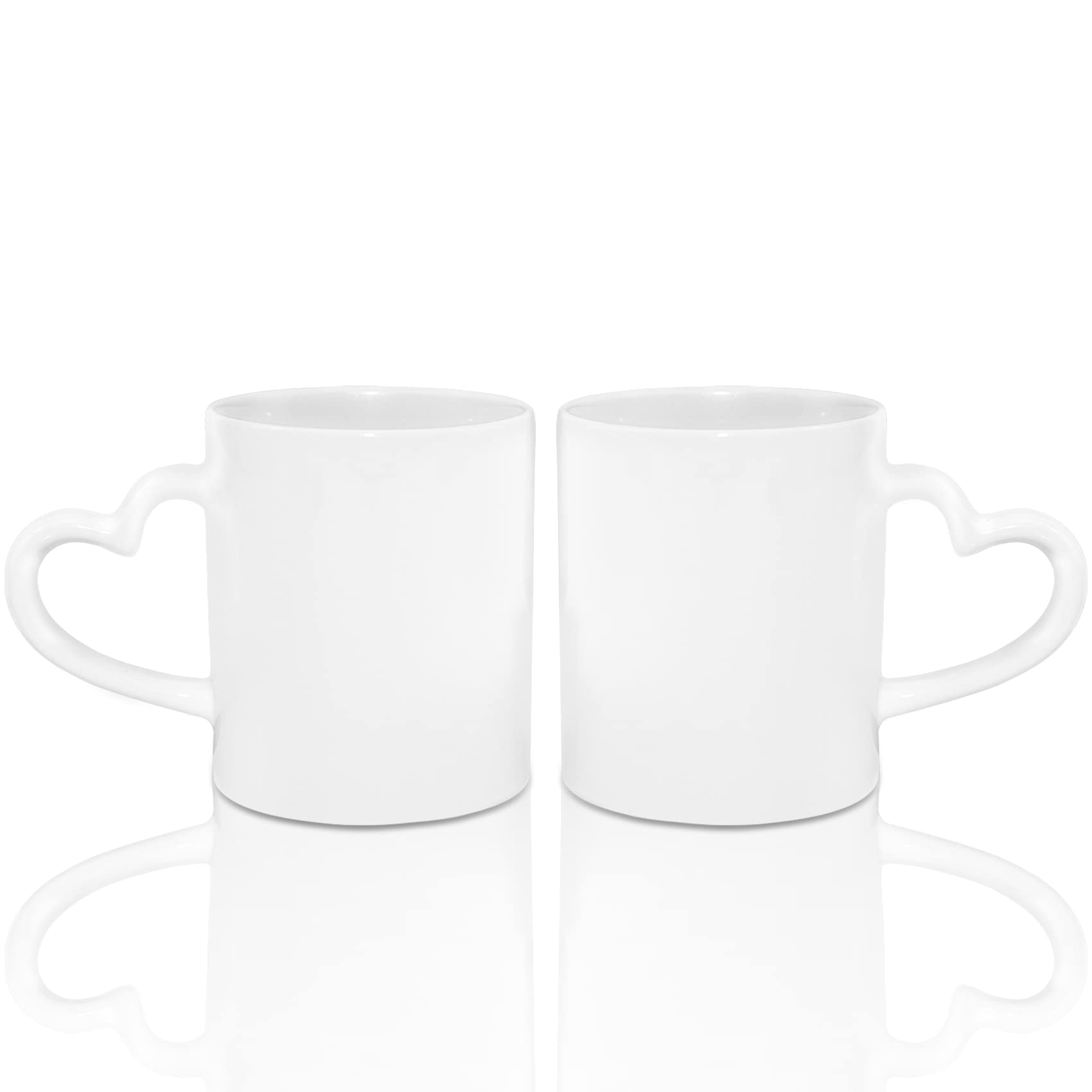 MR.R Sublimation Blanks Dishwasher White Ceramic Coffee Mugs 11oz Blank Ceramic Classic Drinking Cup Mug with Heart Handle for Milk Tea Cola Water, Set of 2 — image 1