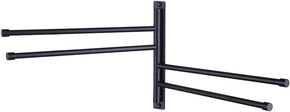 KES Towel Holder Swing Out Towel Bar SUS 304 Stainless Steel Bathroom Hand Towel Rack 4-Bar Folding Arm Swivel Hanger Wall Mount Matte Black, A2102S4-BK