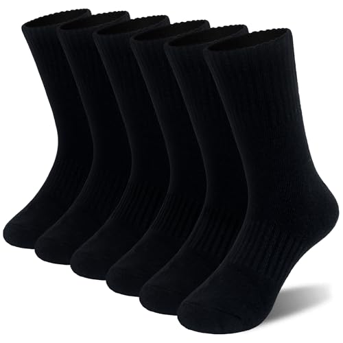 SeeyAN Kids Socks Boys Girls Athletic Cotton Crew Classic Black White Grey Childs Sport Socks 6 Pairs