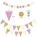 76 Pcs Gold Pink Party Decorations Kit SIMPZIA Party Supplies Including Paper Pom Poms,Tissue Lanterns,Garland,Party Balloons, Straws, Party Flakes for Birthday Party, Baby Shower,Engagement,Wedding