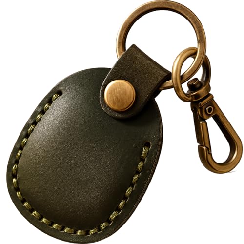 Q1T5 Leather AirTag Holder Olive Green
