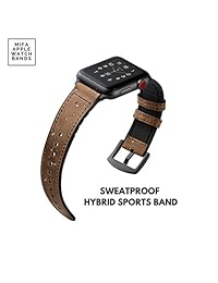 Mifa   Correa híbrida de piel para Apple Watch 4, 1.732 in, 1.575 in, vintage, color marrón oscuro, correas de reemplazo, a prueba de sudor, estilo clásico, serie iwatch 1, 2, 3, Nike Space negro y gris y marrón, Marrón