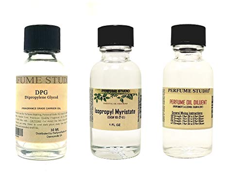 Perfume Studio 3-Piece Perfume Making Kit; Cosmetic Grade Isopropyl Myristate (IPM), Dipropylene Glycol (DPG), Perfumer's Alcohol Equivalent; 30ml/1oz Each. (Perfume Making Kits, 3-Piece Set) - Thumbnail 2