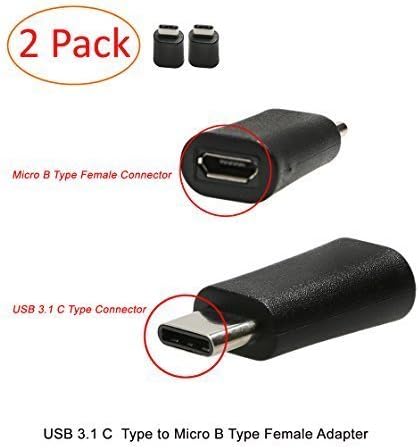 Ysimda USB 3.1 C Type to USB Micro B Type Female Adapter supports Nexus 5X 6P; Pixel C; Lumia 950 950 XL, 2 pack