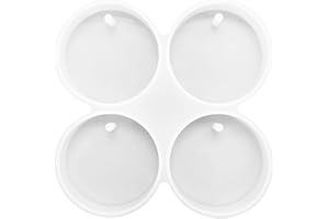 PEVOGON 4-Cavity Circle Car Freshie Silicone Mold Resin Casting Mold for Aroma Beads Soap Candle Clay Craft Decoration