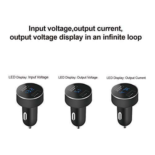 Car Charger, XINBAOHONG Fast Charge Metal Dual USB 4.8A Car Adapter LED Display Car Voltage Detector Flush Fit for Phone PC and More - Thumbnail 5