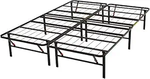 Amazon Basics Foldable, 14" Black Metal Platform Bed Frame with Tool-Free Assembly, No Box Spring Needed - Full