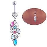 Sannysis Mixed Color Rhinestone Jewelry Navel Body Piercing Belly Button Rings