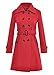 Women's Autumn Winter Double-Breasted Long Woolen Coat with Belt(L, Red)