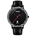 Men's Black Leather Casual Watches - Analog Quartz with Date, 99 ft Waterproof Wrist Watch for Men