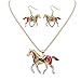 Charms Enamel Rainbow Horse Pendant Necklace with Earrings Jewelry Sets