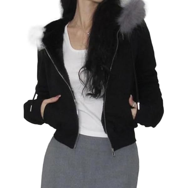 Amazon.com: BAIMORE Women's Y2k Trendy Faux Fur Hood Zip Up