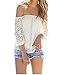 ZANZEA Women's Sexy Lace Crochet Off Shoulder Long Sleeve Casual Blouse Tops