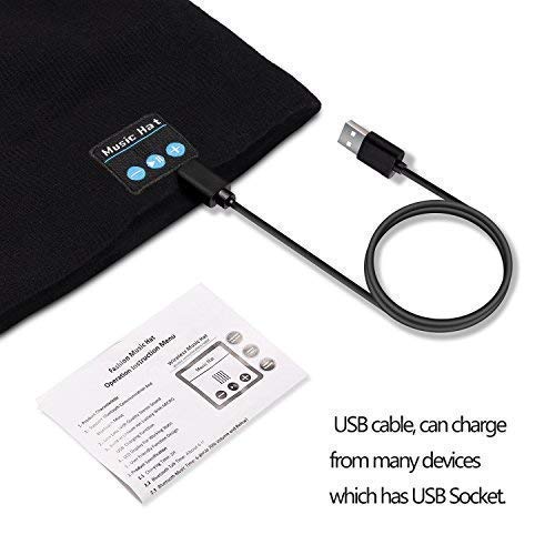 Stretchy Bluetooth Beanie Music Knitting Winter Hat Wireless Smart Men & Women Fasion Caps with Stereo Headset Fit for Outdoor/Indoor Sports Best as (Black 1#)