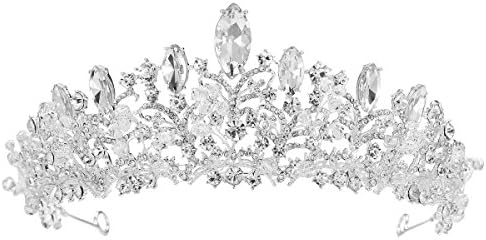 S SNUOY Bridal Tiara Set Silver Rhinestone Necklace and Earring Jewelry Set for Prom Party