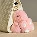 YISEVEN Bunny Stuffed Animal Plush Toy Rabbit Fur Keychain Fluffy Soft Cute Fuzzy Accessories Furry Ball Key Chain Gift for Women Teens Girls Kids Backpack Purse - Pink
