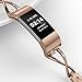 Wearlizer Replacement Compatible with Fitbit Charge 2 Bands for Women Metal Bangle/Bracelet/Assesories/Straps/Wrist Band for Fitbit Charge hr 2 Women Small Large Polished-Rose Gold