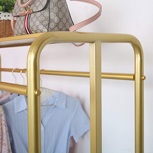 BOSURU Gold Clothing Rack Modern Display Rack with Shelf Metal Garment